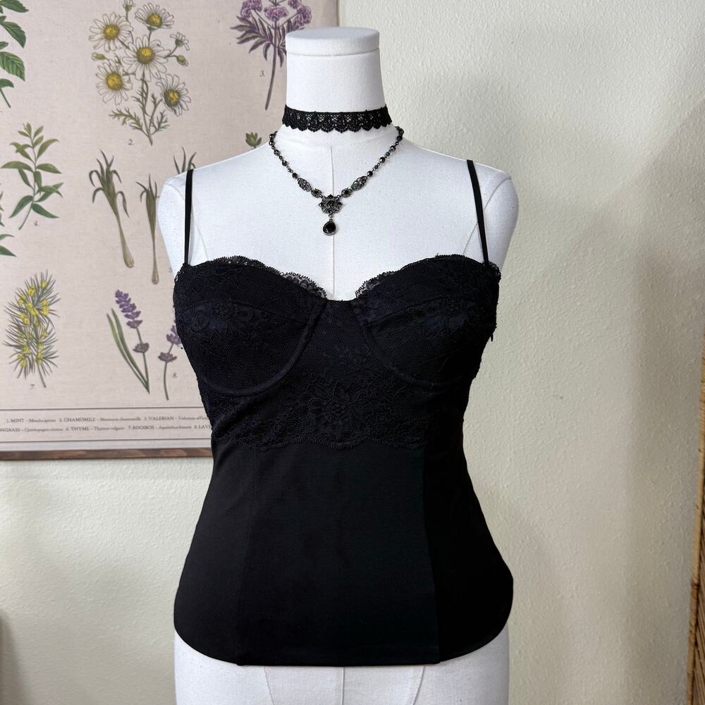 CAMI NYC Black Darlene Lace Corset Top NWT Whimsigoth Romantic Goth Rave Sexy M
